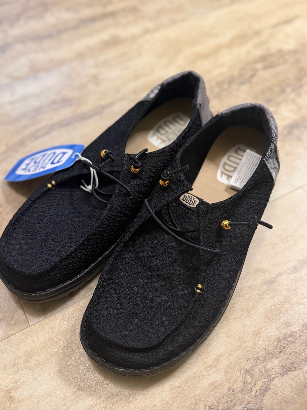 NWT Hey Dude Black Crochet BoHo Wendy Stretch Slip-On Loafers